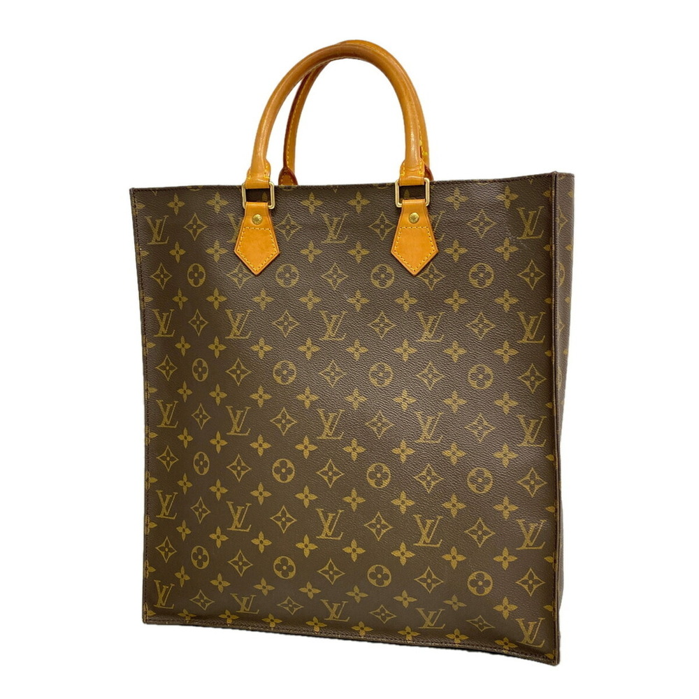 Louis Vuitton Monogram Sac Plat Tote Bag M51140 Brown Women's